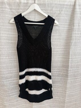 rag & bone Black and White Dina Striped Knit Tank